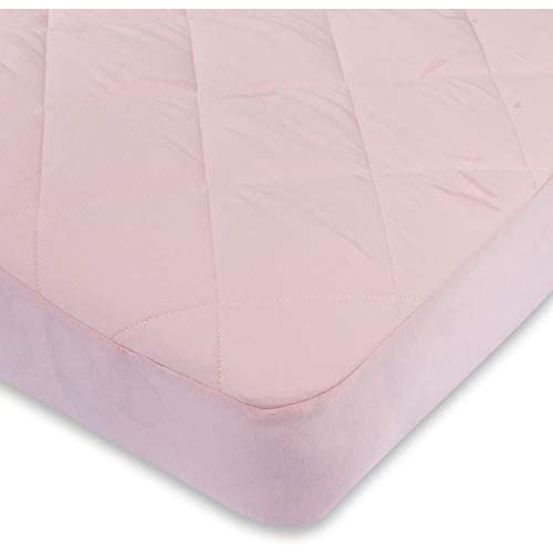 Ely's & Co. Patent Pending Waterproof Cotton Quilted Pack n Play Sheet | Mini Crib Sheet | New Revised Fit with Added Heat Protection |All in one Mattress Pad Cover and Cozy Sheet, Pink