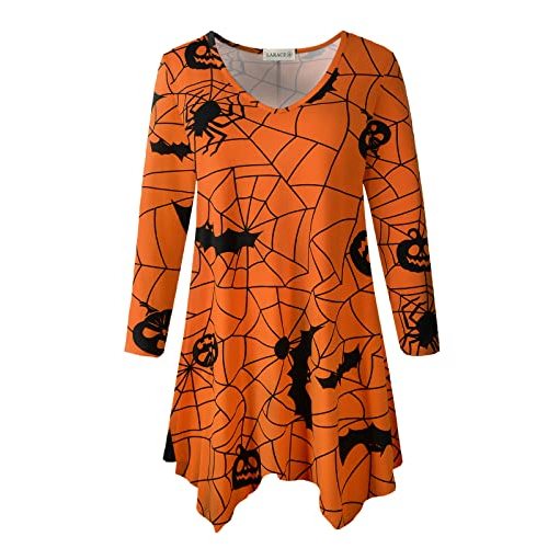 LARACE Plus Size Tops for Women Tunic Asymmetrical Dress Shirts 3/4 Sleeve V Neck Flowy Ladies Clothes for Leggings