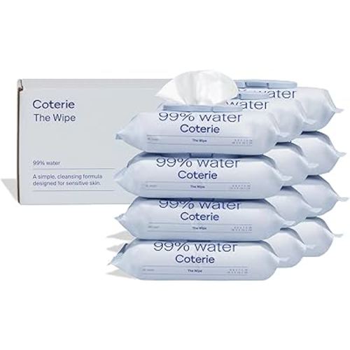 Coterie Baby Wipes for Sensitive Skin, Plant-Based and Plastic-Free Fibers, 99% Water, Hypoallergenic, pH Balanced, Unscented, Clean and Gentle Baby Essentials, 12 Pack, 672 Count