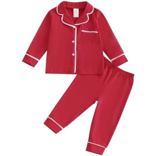 Balaflyie Baby Button Down Pajamas Set Shirt and Pants Toddler Cotton Pjs Long Sleeve Sleepwear