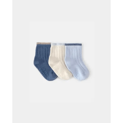 Baby 3-Pack Ankle Socks - Blue/Ivory | Carter's