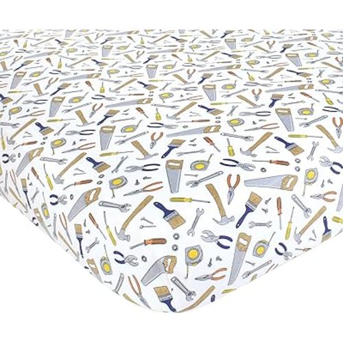 Hudson Baby Unisex Baby Cotton Fitted Crib Sheet, Construction Work, One Size