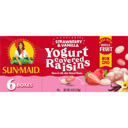 Sun-Maid® Strawberry & Vanilla Yogurt Covered Raisins 6-Pack/1oz Cartons