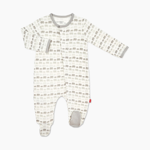 Magnetic Me Modal Footie - Grey Dancing Elephants, 0-3 Months