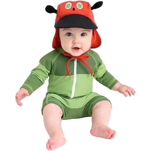 Cuddle Club One-Piece Baby Swimsuit UPF 50+ Infant Sunscreen Baby Beach Gear, Rashguard Caterpillar 3-6 Mos