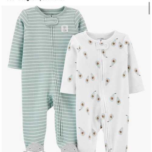 Simple Joys by Carter's unisex-baby 2-way Zip Thermal Footed Sleep and Play, Pack of 2