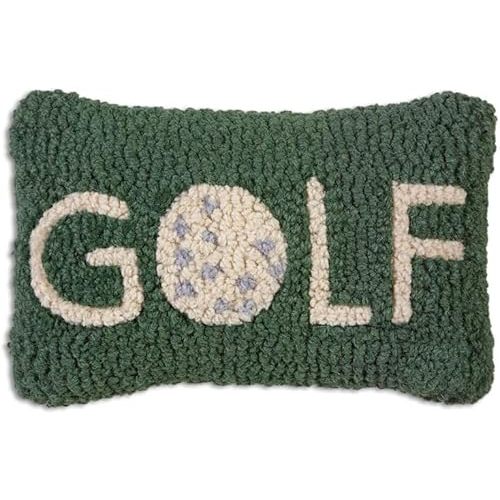 Artist-Designed Golf Hand-Hooked Wool Decorative Throw Pillow - Golf Pillow for Couches & Beds - Easy Care & Low Maintenance Golfer Pillow - Great Gift for Dad