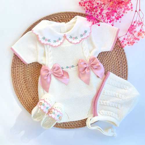 Peto Knit Newborn Baby girl with Shoes Hospital outfit set for newborn primera puesta