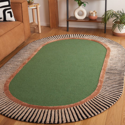 Rosecliff Heights Bolich Hand Tufted Wool/Viscose/Cotton Rug in Black/Green & Reviews | Wayfair