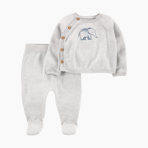 Carter's 2-Piece Elephant Sweater & Footed Pant Set - Elephant Grey, NB