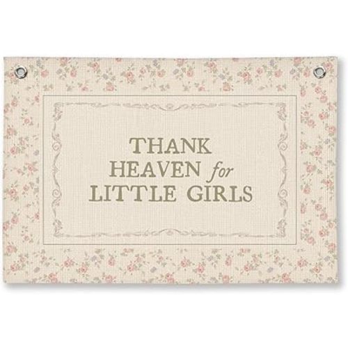 Girls Nursery Decor, Thank Heaven for Little Girls Linen Banner, Toddler Girl Room Decor, Pink Baby Shower Decoration Gift, Baby Girl Room Decoration 30x20 inchs