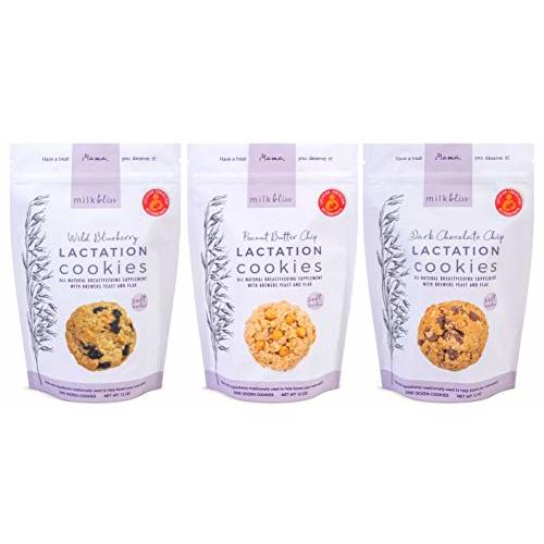MilkBliss Soft Baked Lactation Cookies for Breastfeeding, All Natural and GMO Free Lactation Boosting Ingredients! Oats, Flaxseed, Brewers Yeast. 12 Count.