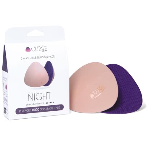CURVE BY CACHECOEUR Essential Night - 2 Nursing Pads - Ultra Absorbent - Reusable & Washable Breast Pads - Extra Heavy Leaks - Stay Dry All Night, Eco-Friendly. Say Goodbye to Disposable Pads