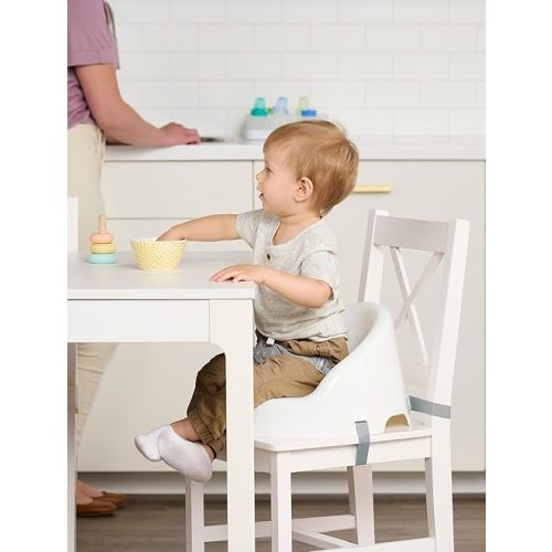 Regalo Baby Basics™ Booster Seat, White, Three-Point Safety Harness, Easily Wipeable, Sturdy & Durable Plastic