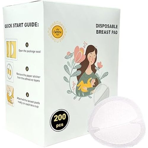 Disposable Nursing Pads 200 Count - Ultra Absorbent, Stay Dry & Breathable - Breastfeeding Nipple Covers for Leaking Milk Protection - Soft & Thin Pads for Breast Feeding Moms, Individually Packed