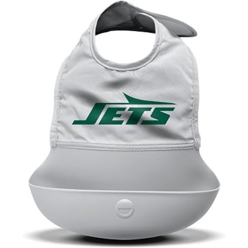 Smilo Silicone Bib - Officially Licensed NFL Fabric & Silicone Baby Bib with Crumb Catcher for Babies and Toddlers