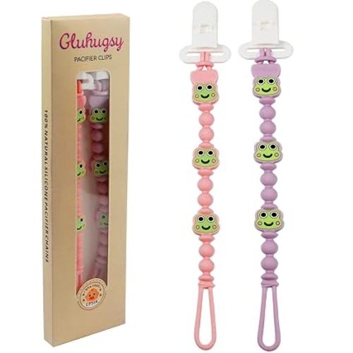Silicone Pacifier Clips for Baby Girls, Baby Pacifier Holder Clip (Frog)
