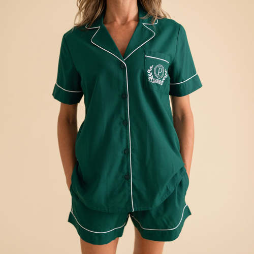 Varsity Green Women's Twill Pajama Short Set