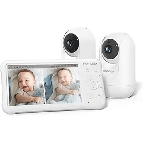 Momcozy Baby Monitor with 2 Cameras 5’’ 1080P Split Screen Video Baby Monitor with Camera and Audio no WiFi for Baby Safety 5000mAh Battery Infrared Night Vision 2-Way Audio 960ft Range Ideal Gift