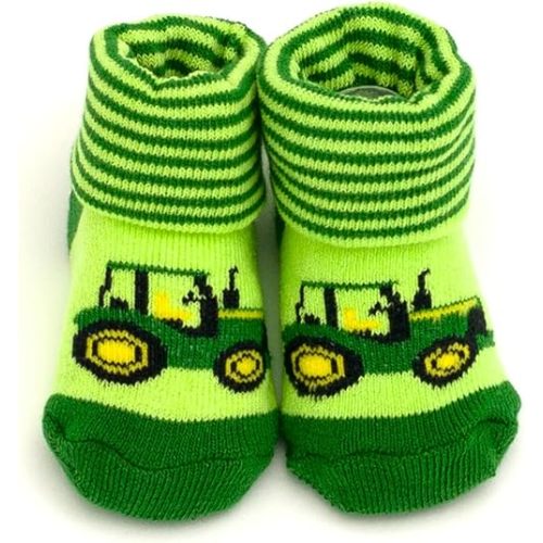 John Deere Baby French Terry Booties Adjustable Infant Socks Newborn Sizes (0-6 Months)