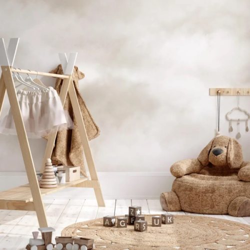 Etsy Pastel Beige Clouds Wall Mural, Neutral Nursery Wallpaper