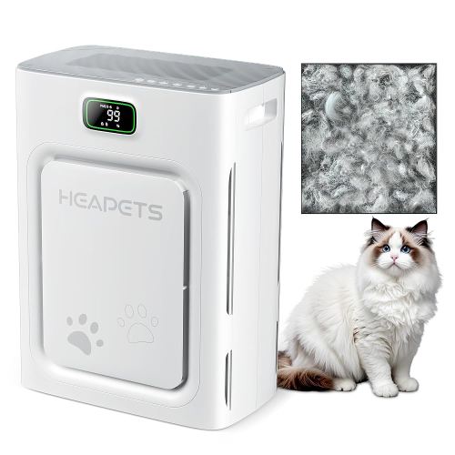 Pet Air Purifier for Home Large Room 2500 sq ft, H13 HEPA Washable Double-Sided Filter, Air Cleaner for Pet Hair Dander Odor Allergies Pollutant Smoke Dust, PM2.5 Air Quality Monitor, Auto Mode, Grey