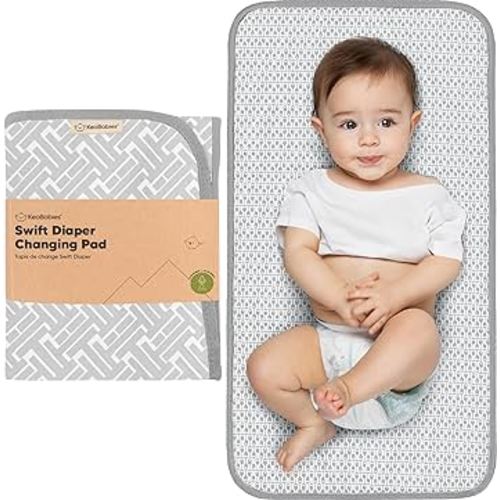 KeaBabies Portable Diaper Changing Pad, Easy Wipe Clean - Foldable Waterproof Baby Changing Mat for Diaper Bag, Compact, Lightweight, Baby Changer Travel Essential,Machine Washable(Gray Mod)