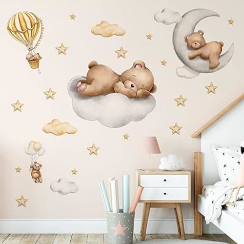Baby Bear Sleeping Wall Stickers Art Decals Kids Baby Bedroom Décor