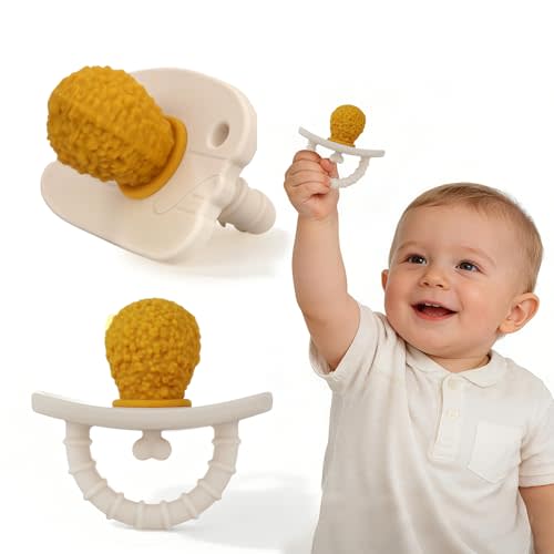 Chuya 2 Pack Pacifier Teether Baby Toys 0 3 6 9 12 Months, Fried Chicken Leg Shape Teething Baby Pacifier Silicone Babies Teethers Teething Relief for Babies,Infant Toys Sensory Toys