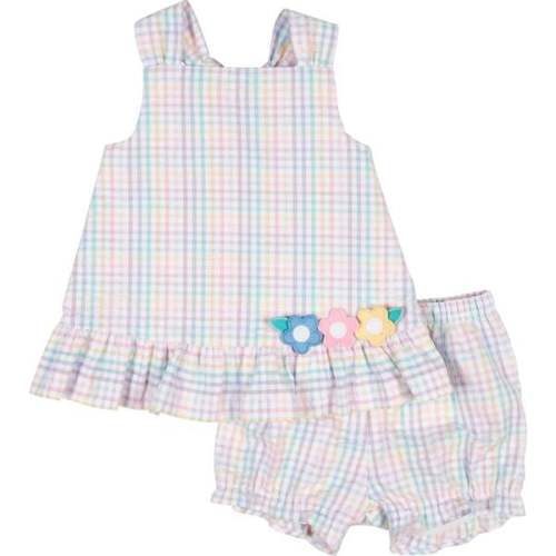 Plaid Seersucker Dress And Bloomer With Flowers - Florence Eiseman | Maisonette