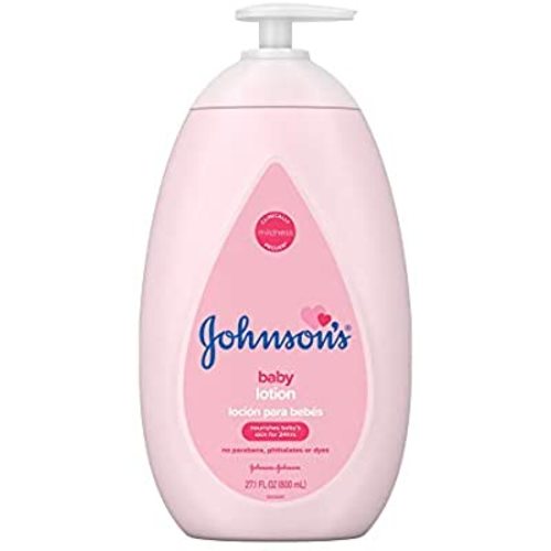 Johnson's Moisturizing Pink Baby Lotion with Coconut Oil, Gentle, Nourishing & Hydrating Baby Body Lotion, Hypoallergenic, Paraben-Free, Sulfate-Free, Dye-Free, Phthalate-Free, 27.1 fl. oz