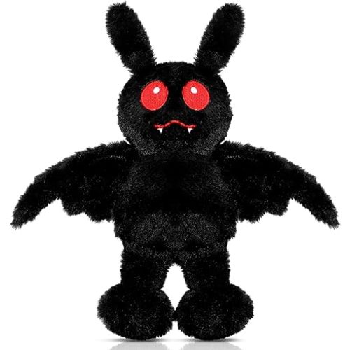 Jenaai 13.4 Inch Mothman Plush Creepy Goth Stuffed Mothman Animals Decoration Creepy Costume Accessory Supplies Birthday Party for Favors Boys Girls(Goth)