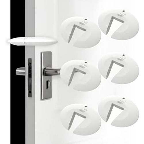 Silicone Door Pinch Guard and Door Slam Stopper, Durable Finger Pinch Guard, Prevents Pinch Injuries, Slamming Doors, Door Stopper for Kids, 6 Packs White.