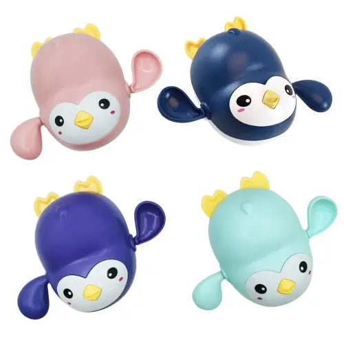 Rirool Penguin Wind-up Baby Bath Toys, Floating Water Playset for Toddlers, Safe Colourful Educational Bath Time Toys for Boys and Girls