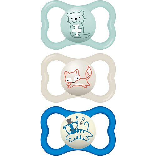 MAM Air Day & Night Baby Pacifier, for Sensitive Skin, Glows in The Dark, 3 Pack, 6-16 Months, Boy
