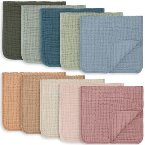 Muslin Burp Cloths Large 100% Cotton by Comfy Cubs, Color: Multicolored, Size: pack of 10