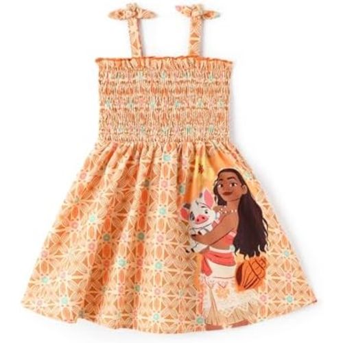 Disney Princess Frozen Elsa Minnie Stitch Toddler Girl Dress Bow Tie Straps Smocked Summer Outfit Birthday Party Clothes 2-9Y