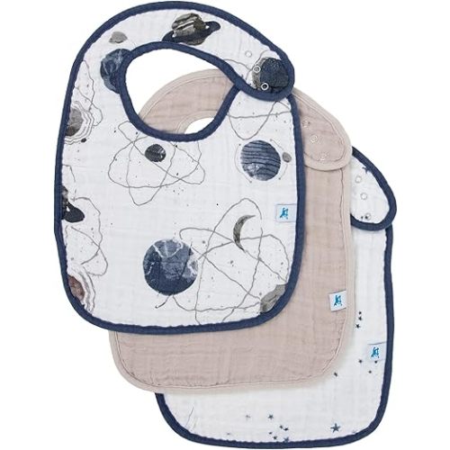 Little Unicorn Muslin Baby Bibs | Adjustable as Baby Grows | Soft Absorbent Muslin Fabric | For Eating, Drooling, Teething (Planetary 2)
