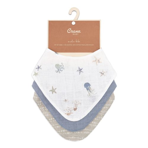 Cove Muslin Baby Bibs - Sea Life Set | Crane Baby