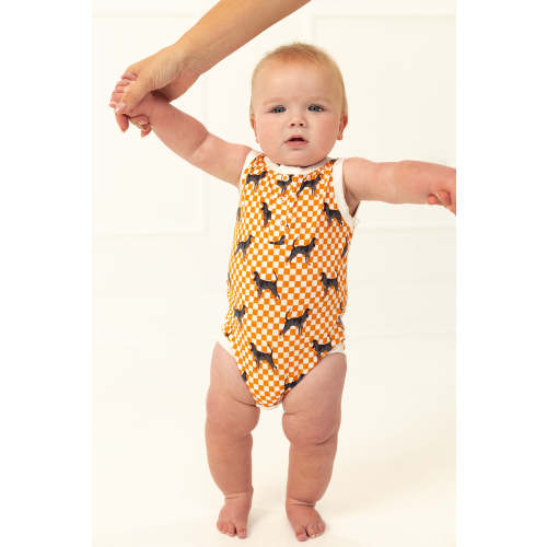 Coonhound Bamboo Henley Onesie with Snaps