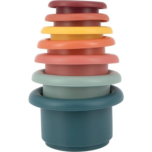 Nuby Stacking Soft Silicone Cups Interactive Toy, Promotes Coordination, Seven Piece (Colors May Vary)