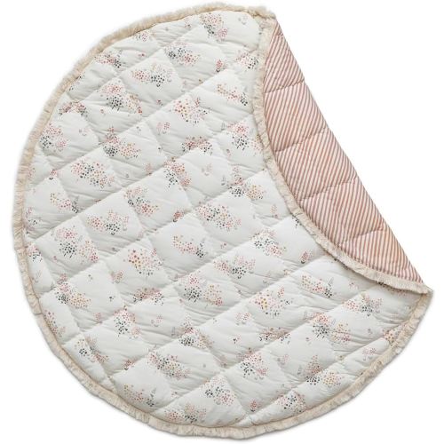 Pehr Baby Play Mat, Flower Patch | Ultra-Soft Quilted 100% Cotton Exterior with Plush Polyester Fiberfill | 40” Diameter