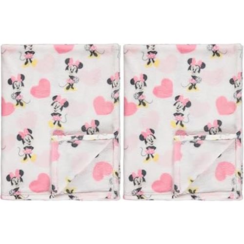 Disney Characters Flannel Fleece Baby Blanket - Soft & Cozy 30x40 Inches, Featuring Mickey Mouse, Minnie Mouse, Winnie The Pooh, and Dumbo (Pack of 2)