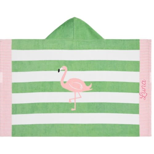 Rugby Stripe Flamingo Kid Beach Hooded Towel UPF 50+