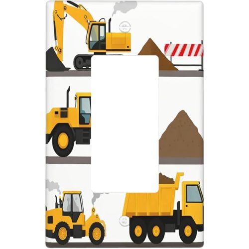 Construction Truck 1-Gang Rocker Wall Plate, Excavator Truck Vehicle Switch Plate for Boys Room, Kids Room & Playroom