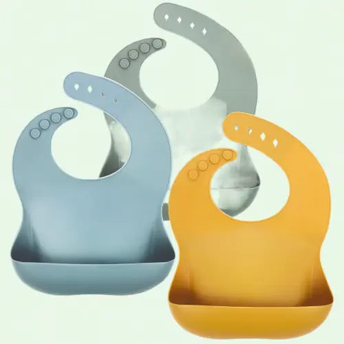 Escrozn 3-Pack Silicone Bibs for Babies & Toddlers, Waterproof and Adjustable Fit, BPA-Free