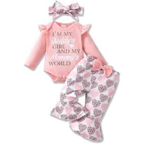 Renotemy Newborn Baby Girl Clothes Outfits Infant Romper Ruffle Floral Pants Cute Toddler Baby Girl Clothes Set