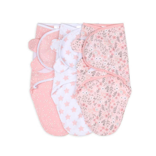 Pink Floral Baby Swaddle Blankets Set of 3
