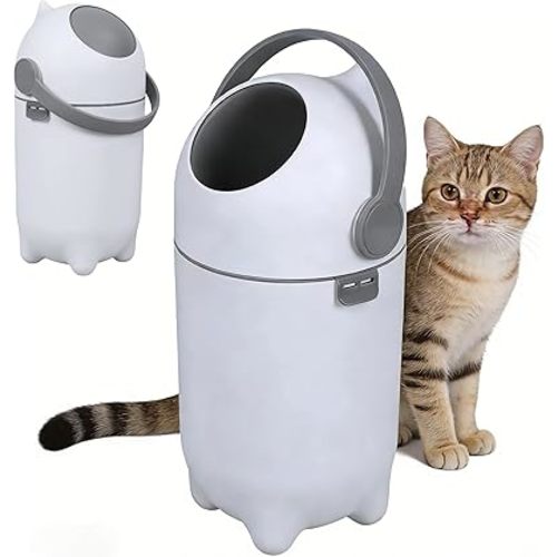 Diaper Pail with Airtight Lid, Odorless Diaper Bin 15L Nursery Trash Can Dog & Cat Proof Trash Can Holds Up to 16 Diapers Easy to Clean Portable Plastic Trashs Cans for Baby Pet White