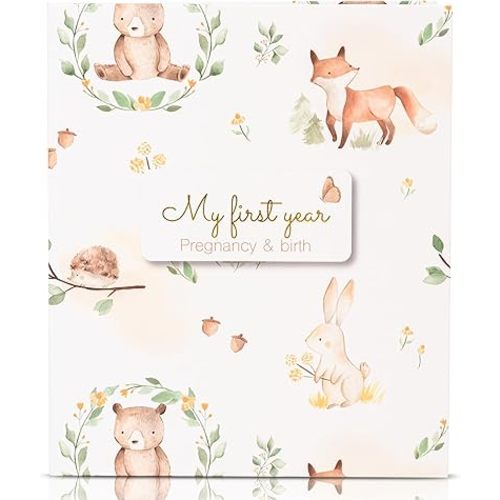 Baby First Year Memory Book - Simple Hardcover Keepsake Milestone Book For Boys Or Girls - Record Every Event from Birth Age - Gender Neutral Pregnancy Gift for Baby Shower